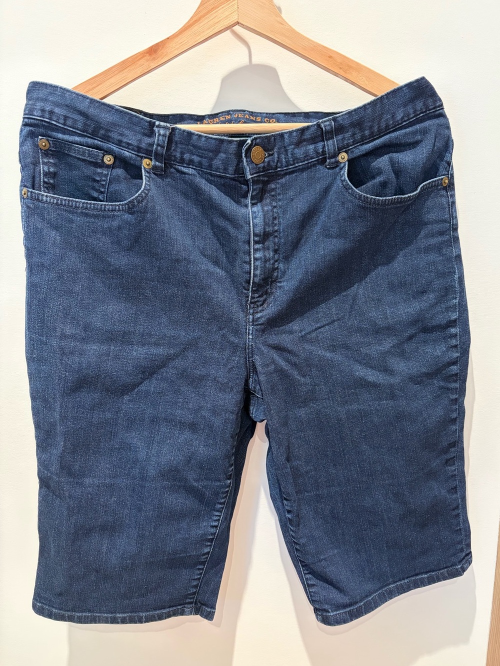 Dark Blue Denim Ralph Lauren Bermuda Knee-Length Shorts